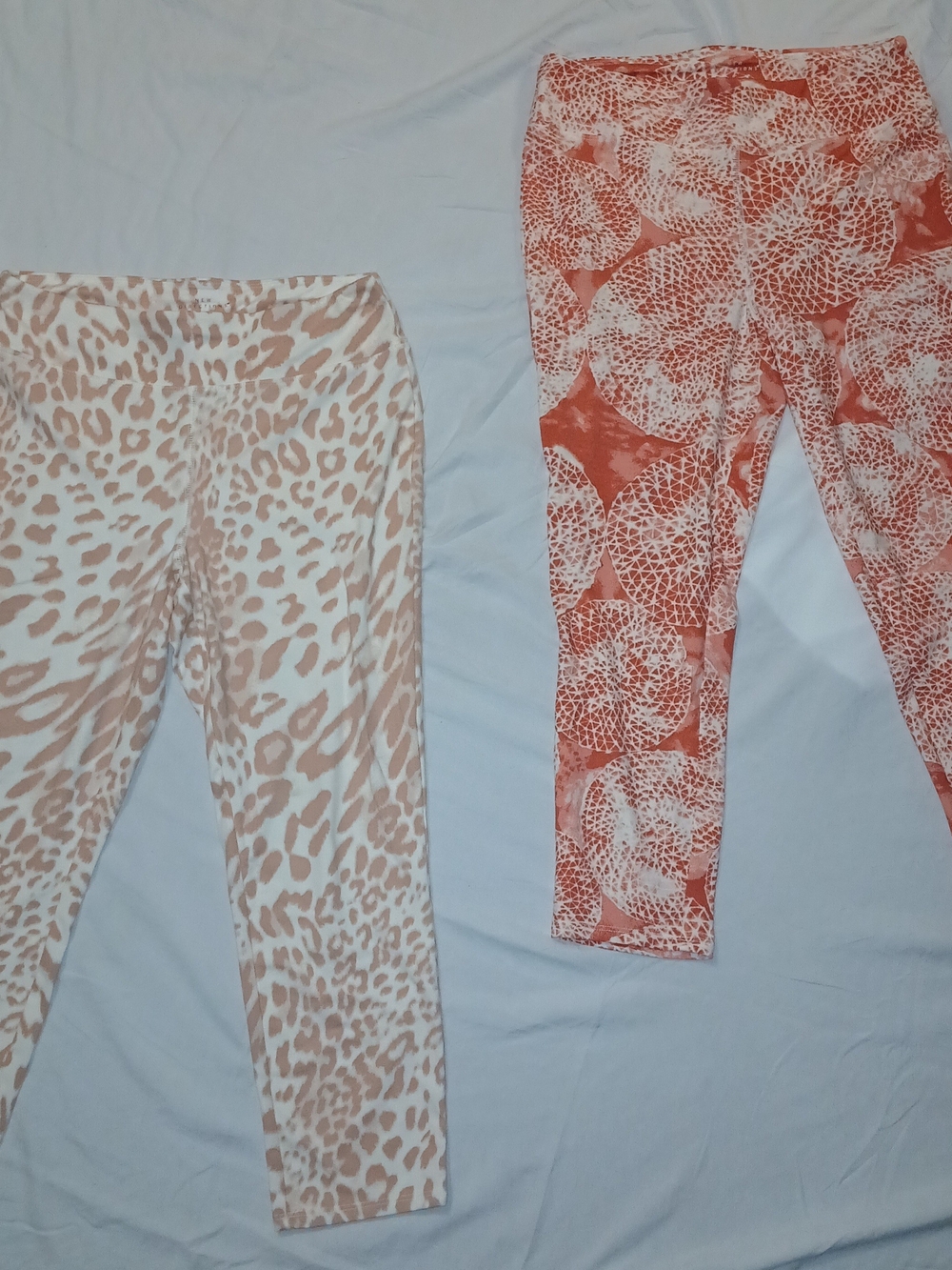 Womens Printed Leggings - Coral Floral & Leopard